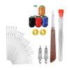 34 Piece Stainless Steel Sewing Kit With Automatic Threader Thread Ripper For Embroidery Leather Repair Crafting