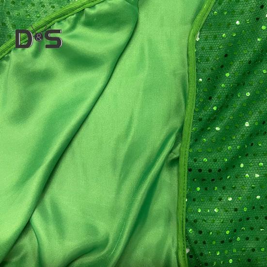 Irish St. Patricks Day Vest Sequin Waistcoat V Neck Sleeveless Unisex Party Holiday Performance Festival Wear Matching Shirts T-Shirts Vest