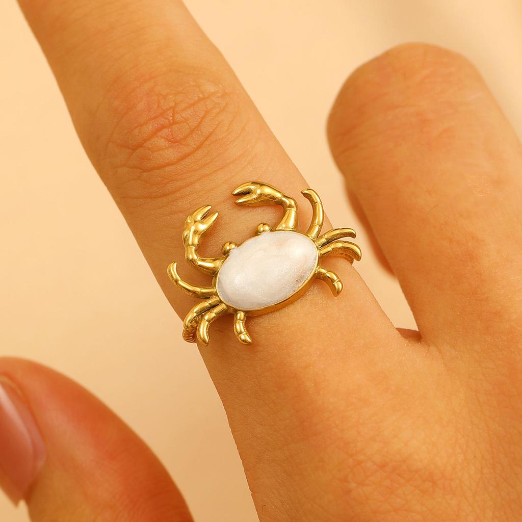 2026 Neuer Verstellbarer Öffnungsring Tropföl Super Süß Meereswind Meerestier Edelstahl Serie Ring