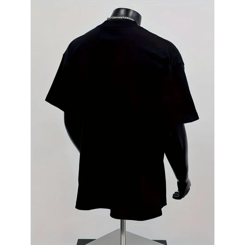 European Sizes Men's  Vintage American Flag and Deer T-Shirt-Black Shirt with Deer Head and Stars