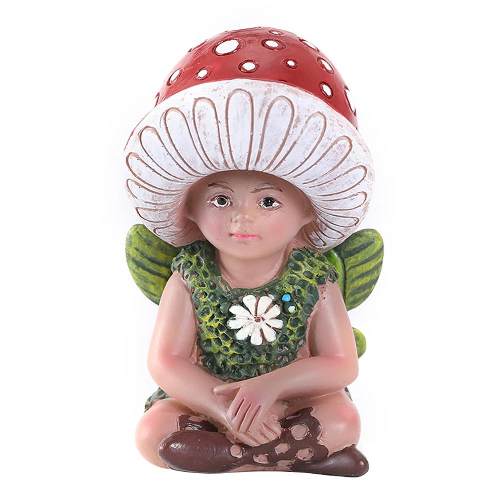 Mushroom Gnome Elf Ornaments Waterproof Desktop Mushroom Elf Sculpture Miniature Fairy Figurine for Bedroom Backyard Balcony