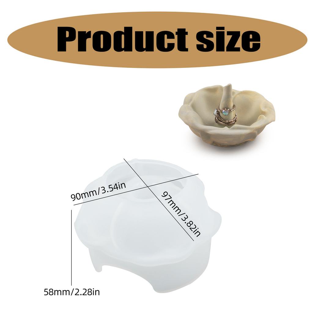 Všestranná silikonová forma s květem růže na výrobu misky Ručně vyráběná forma držáku na prsteny Forma na výrobu šperků z epoxidové pryskyřice