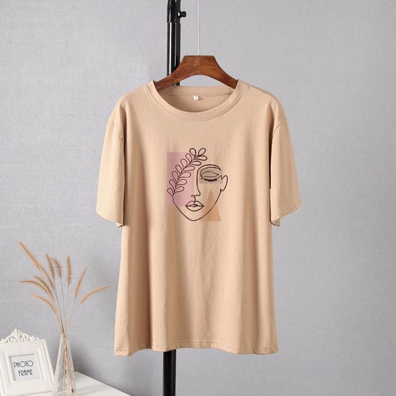 

Hirsionsan эстетические графические хлопковые футболки женские летние простые свободные футболки с принтом винтажные повседневные женские топы с короткими рукавами M хаки