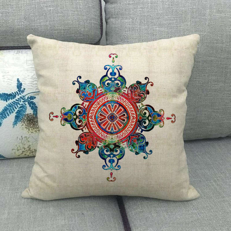 Bohemian Geometric Patterns Digital Printing Short Plush Pillow Covers For Car Sofa Office Cushion Cover Home Goods
