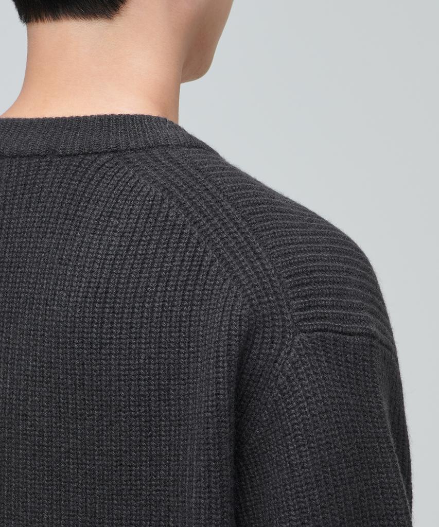 MUSINSA STANDARD Lambswool Ribbed V-Neck Knit [Dark Gray]