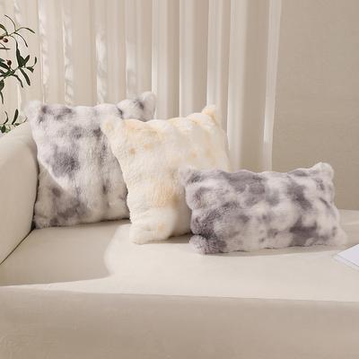 Bubble Velvet Imitation Bunny Fur Solid Color Tie-dye Plush Living Room Sofa Pillow Bubble Fur Cushion Home Textile Decoration