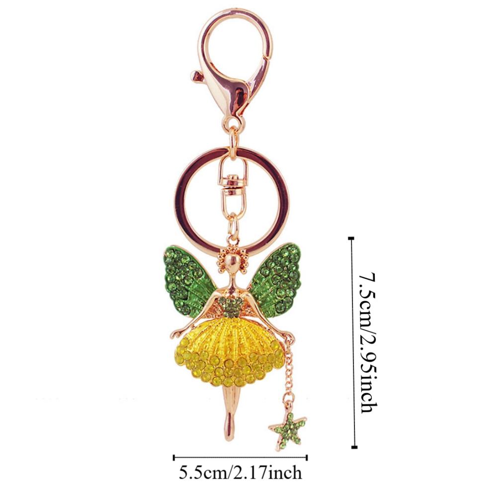 Metal Ballet Girl Keychain Zircon Car Key Ring Luxury Rhinestone Girl Pendant  Women
