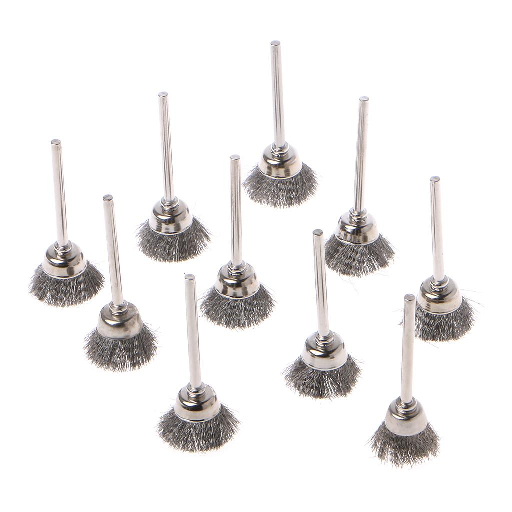 Wire Wheel Cup Brush Set Round Shank Wire Brush for Cleaning Rust Stripping & Abrasive 10 Pieces Stainless Steel