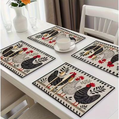 Vintage Tischset mit ländlichem Hühnermuster, geeignet für Geburtstagsgeschenke, Weihnachtsgeschenke, Küchen- und Partygeschenke, Heimdekoration