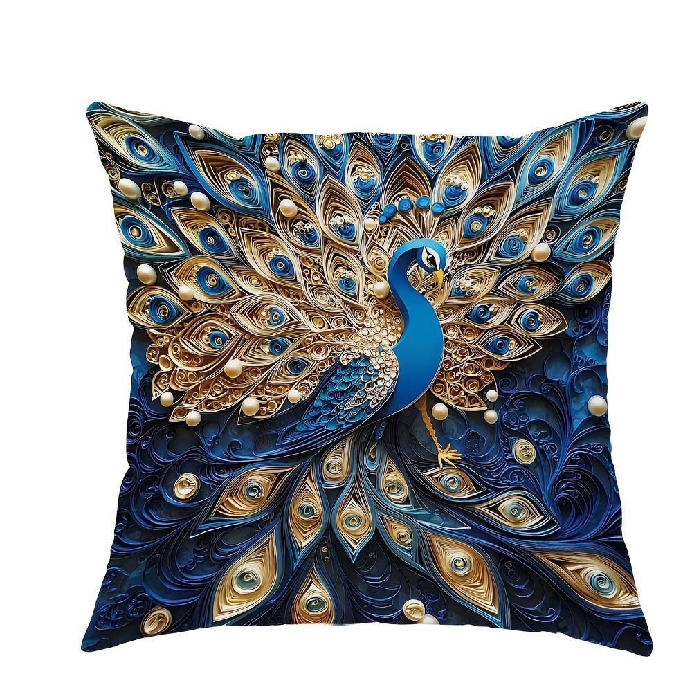 Luxusní dekorativní povlak na polštář s pavím motivem, ultra měkký polyesterový materiál, povlak na polštář na opěrku pohovky v obývacím pokoji, povlak na polštář do auta, domácí dekorace