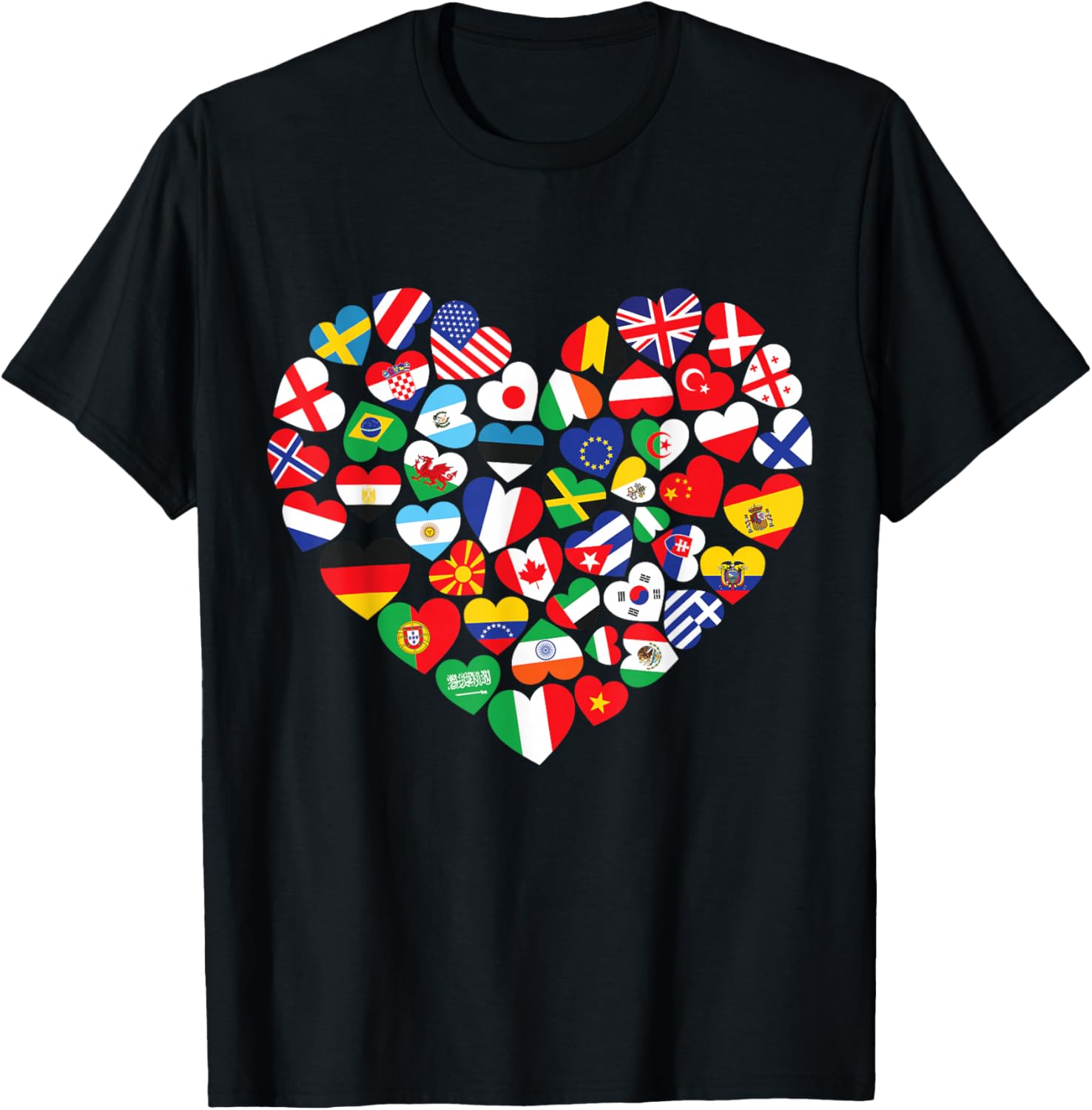 World Flags Heart Collage T-shirt XXXXL