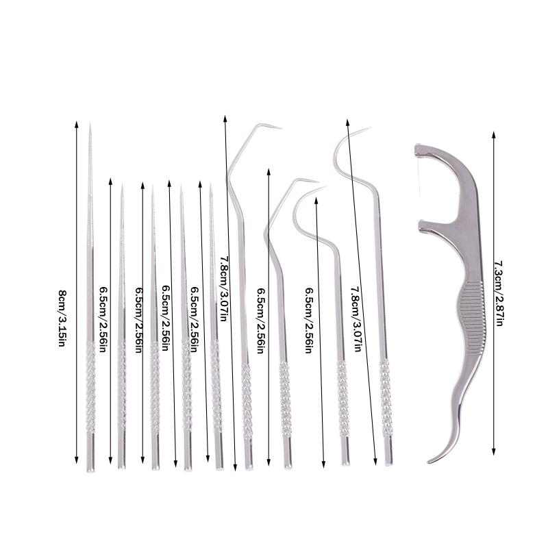 1 Set - Edelstahl-Zahnstocher-Sets Tragbares Zahnseide Wiederverwendbare Zahnstocher Zahnsteinentfernung Reinigungs-Kit Mit Schlüsselanhänger-Halter
