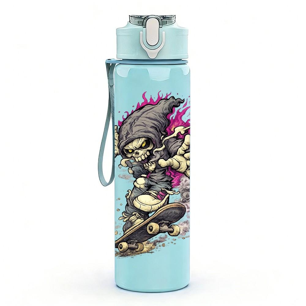 1PC Armored Warrior Knight Fantasy Print 750ml Color Plastic Sports Water Bottle Leakproof Flip Straw Lid Suitable for Sports Office Home Use