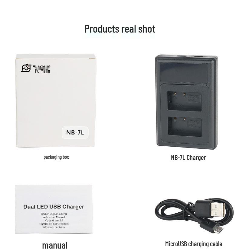 NB7L Dual LCD Charger for Canon G10, G11, G12, SX30 IS Cameras.