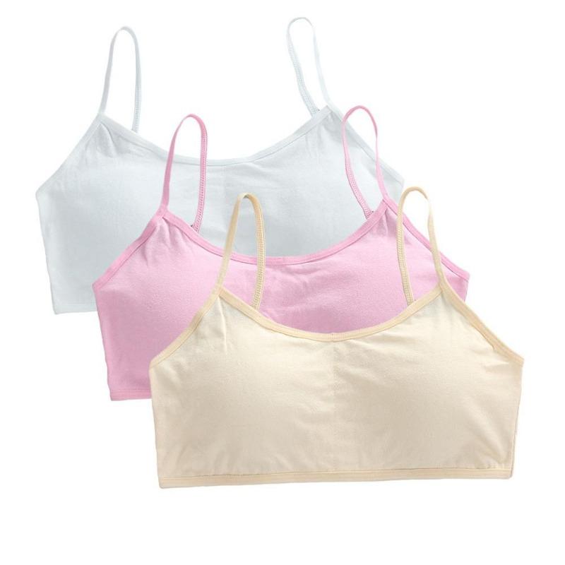 3pcs 8-16 Girls' Underwear Teenage Girls Small Bras Young Children Underwears Student Girls Wireless Solid Underclothes Kids Sports Training Bra Vest