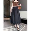 Women's 2025 Summer High Waist A-Line Puffy Flower Bud Midi Skirt