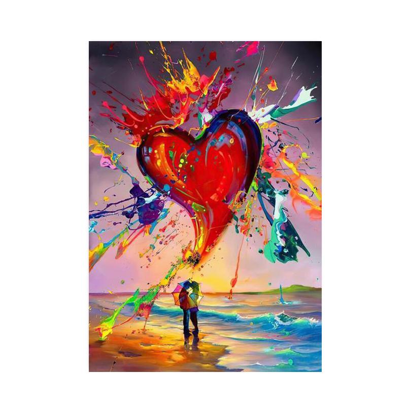 Akvarel Rainbow Rain Lovers Malba na plátně Abstraktní graffiti páry Obejmout nástěnný obraz do obývacího pokoje Domácí dekorace