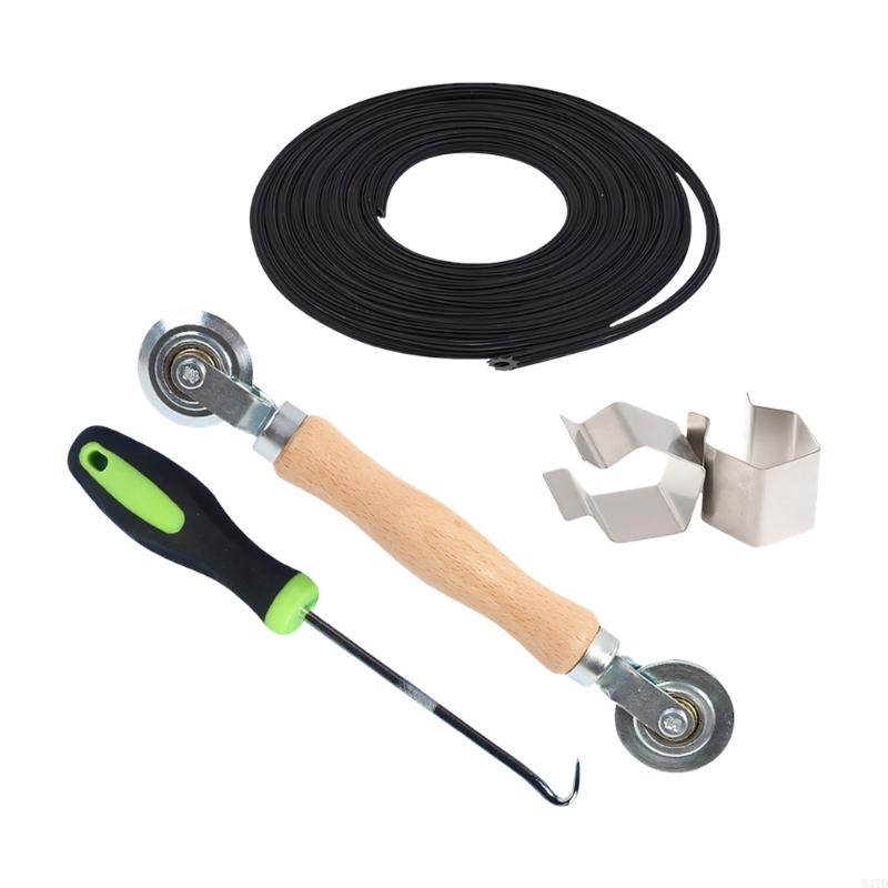 Window Screen Repair Set With Wooden Roller And Rubber Spline Easyly Install M4YD CN