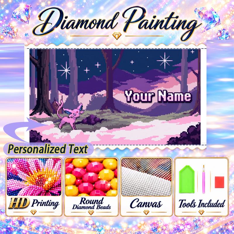 Personalized espeon Diamond Art Custom Name 5D Diamond Painting Full Drill DIY Craft