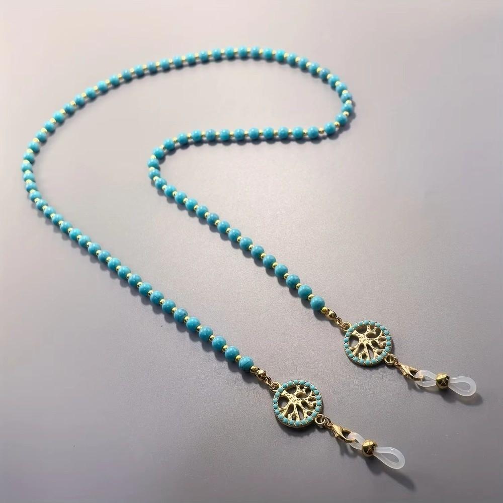 Imitation Turquoise Long Bead Chain Anti Slip Design Glasses Hanging Rope For Women