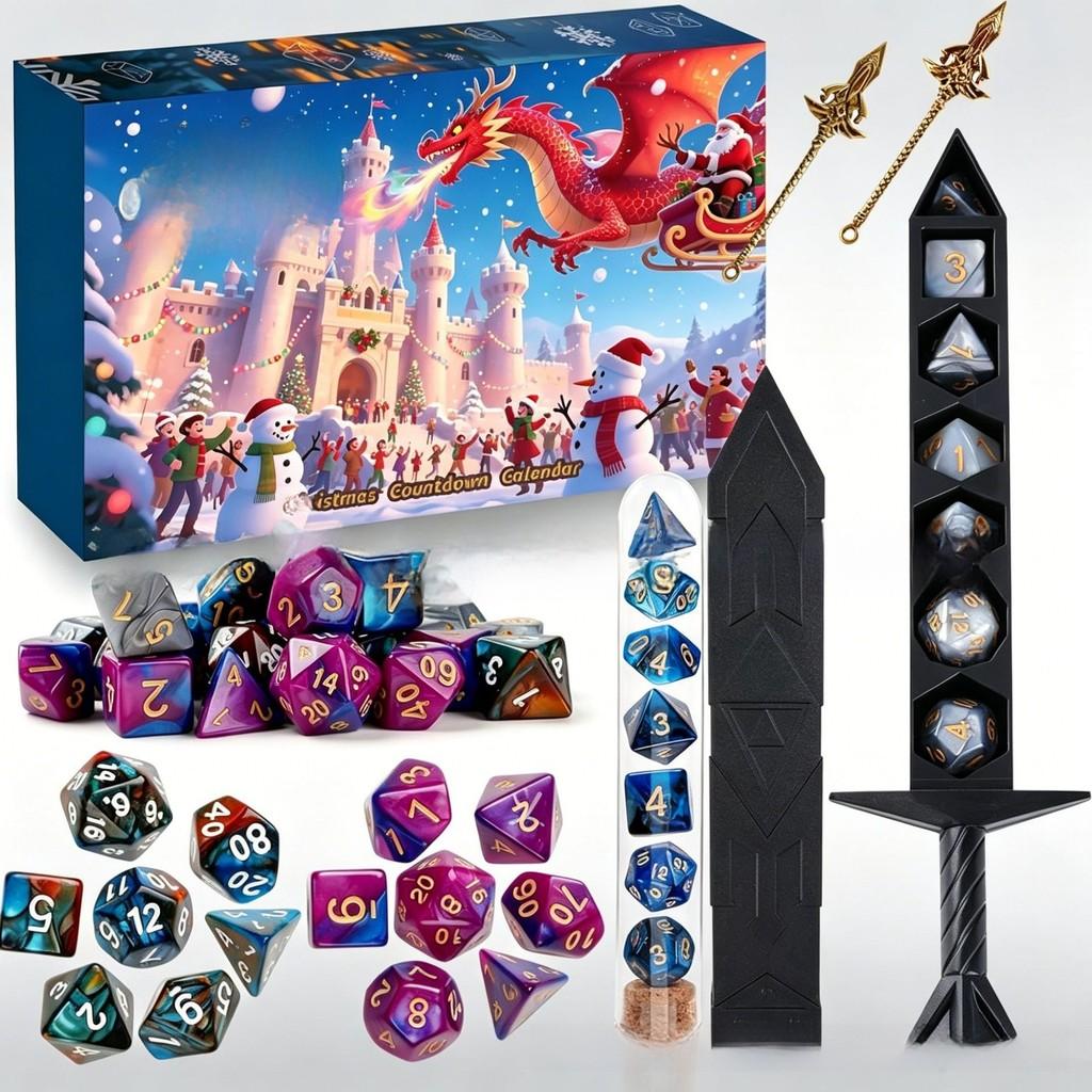 Dungeons And Dragons Dice Vacation Advent Calendar With Mystery Polyhedral Dice For Collectors And Giftgiving