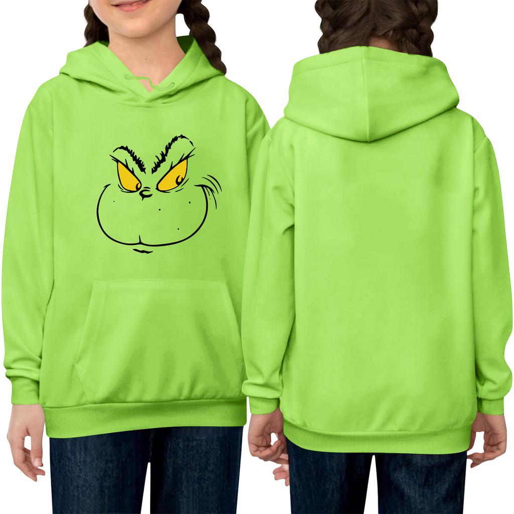 Children's Long-sleeved Loose-fitting Pullover Hoodie With Drawstring And Solid Color