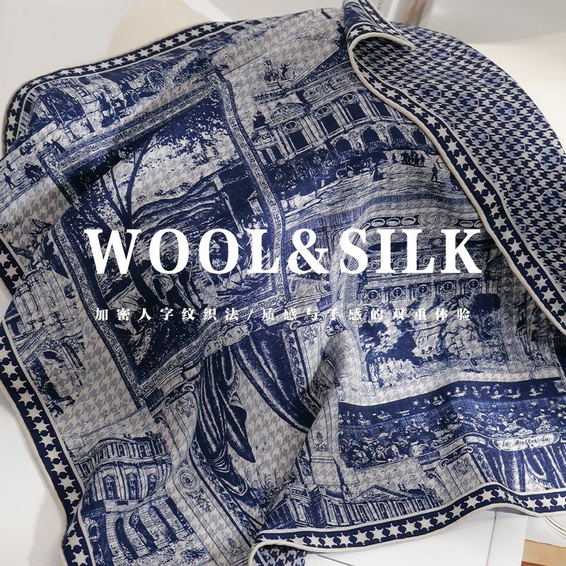 New 70 wool 30 Silk Scarf for Women Shawls Wraps Foulard Scarves Pashmina Female Hijab Bandana bufanda Poncho Square