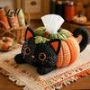 Handicraft Enthusiasts Patchwork Tissue Box DIY Sewing Kit Halloween Theme Fabric Craft Spooky Ornament Making Set Quilted Cover for Home