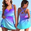 2Pcs/Set Tankini Set Two Piece Boy Shorts Dress Floral Print Beachwear