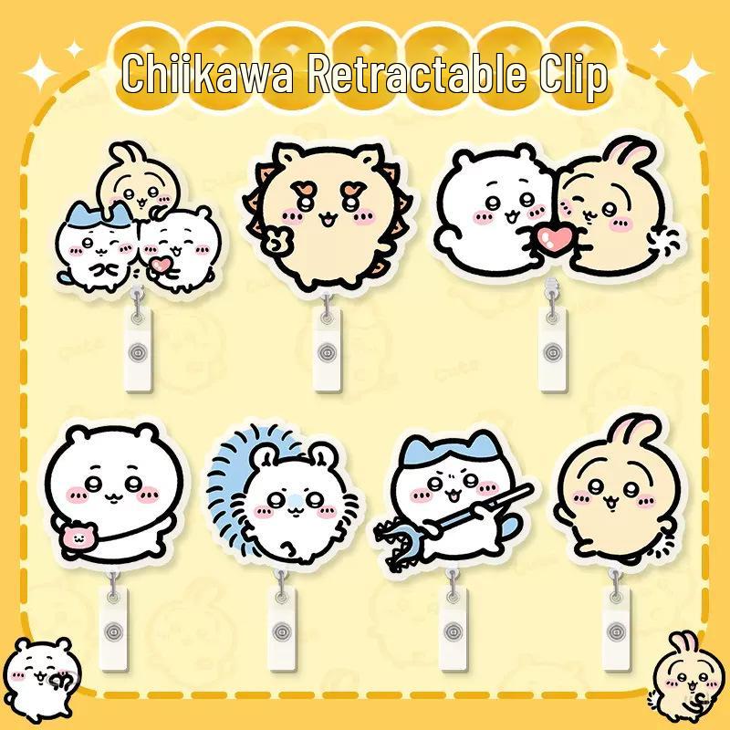 

Chiikawa Cute Retractable ID Card Holder Clip Retractable Clip (Shisa)