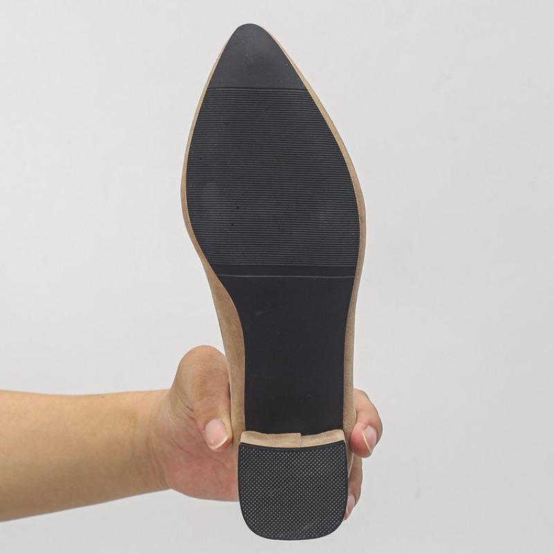 Big Women Suede Leather Shoes High Heels Ladies Dress Work Shoes Slip On Pumps Woman Square Heels Wedding Shoes