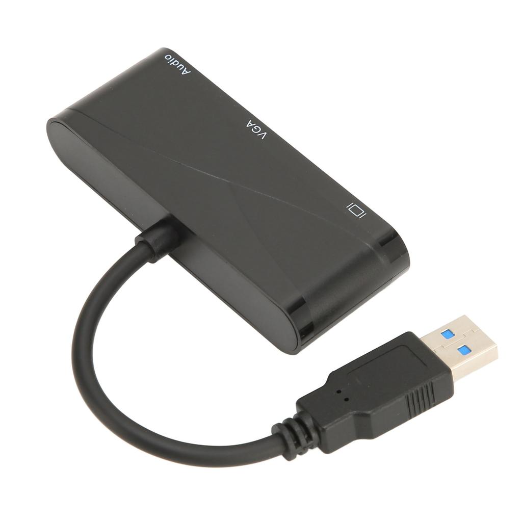 USB to HD Multimedia Interface 2 in 1 Black 1080P 60HZ 5Gbps USB 3.0 to VGA Adapter for Meeting Entertainment