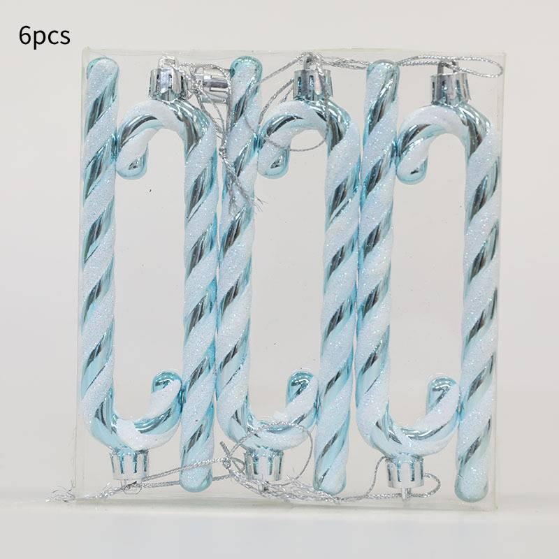 X 6 Candy Cane Glitter Hanging Christmas Tree Decoration Santa Ornament Xmas