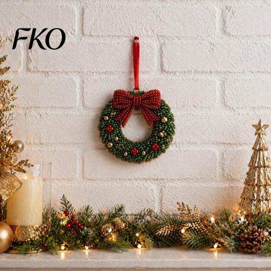 Beaded Christmas Decorations Bead Craft Kit, Ornament DIY Create Tree Snowflake Gift Set Wreath Stocking, Festive Kit for Adults, Handmade Holiday