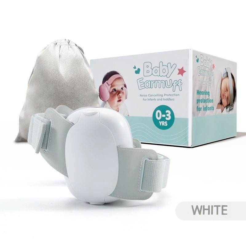 

Protective Noise Earphone Ear Muff Protector Adjustable Strap 0-36 Months Baby Improvement Sleep Travel Essentials Gift білий