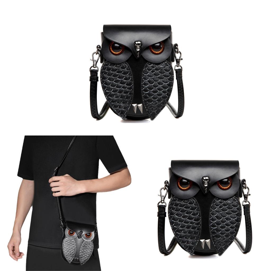 Steampunk Owl Pu Ladies Shoulder Bag With Zipper Pouch For Daily Use