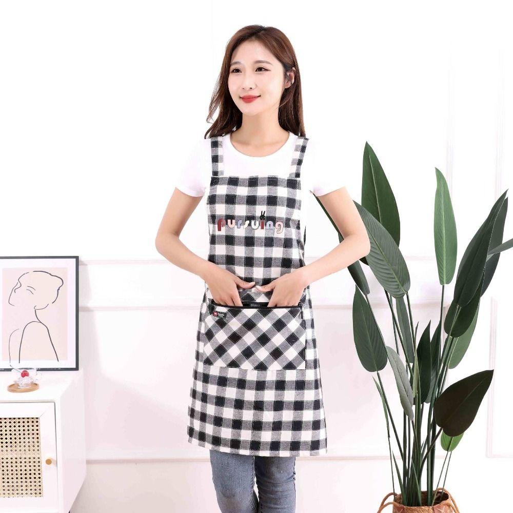 Multipurpose Stain-Resistant Kitchen Apron Sleeveless Cotton Workwear Apron Wipeable Hands Breathable Cooking Apron Home Kitchen