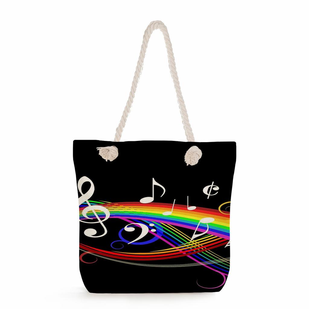 Multifunctional note Printed Thick Rope Shoulder Beach Bag Casual large capacity handbag 7611
