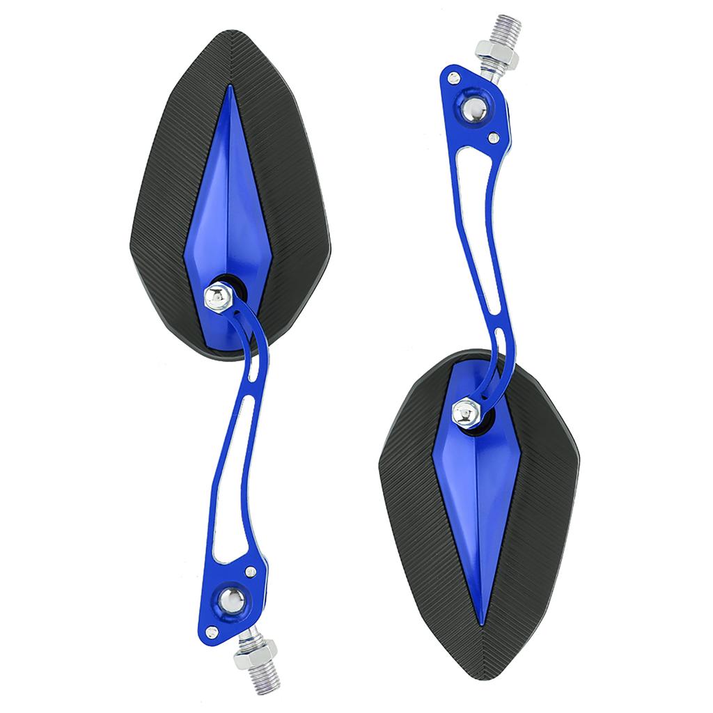 Pair 8mm 10mm Universal Motorbike Motorcycle Rearview Mirror Rear View Side Mirrors Blue