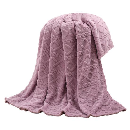 AC Blanket Ultra-Soft Single-layer Plush Comfort Pure Color Jacquard Woven Rhombus Pattern