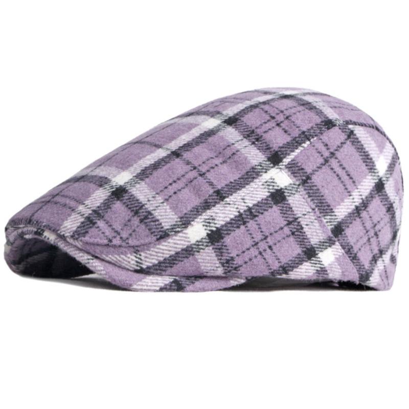 HT3708 New Autumn Winter Cap Hat Men Women Wool Beret Cap Male Female Plaid Artist Painter Beret Hat   Flat Cap Berets