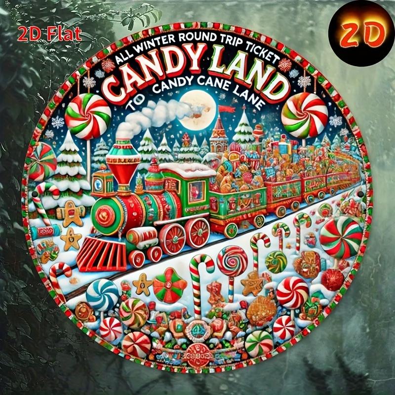 D flat printing round metal sign Candy paradise suitable for home coffee shop bar decoration home decoration