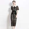 Elegant Slim Fit Goddess Dress with Lace Design