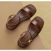 Summer Women Sandals Low Heels Basic Genuine Leather Concise Office Plus Size 35-42 Ladies Casual Outdoor Shoes