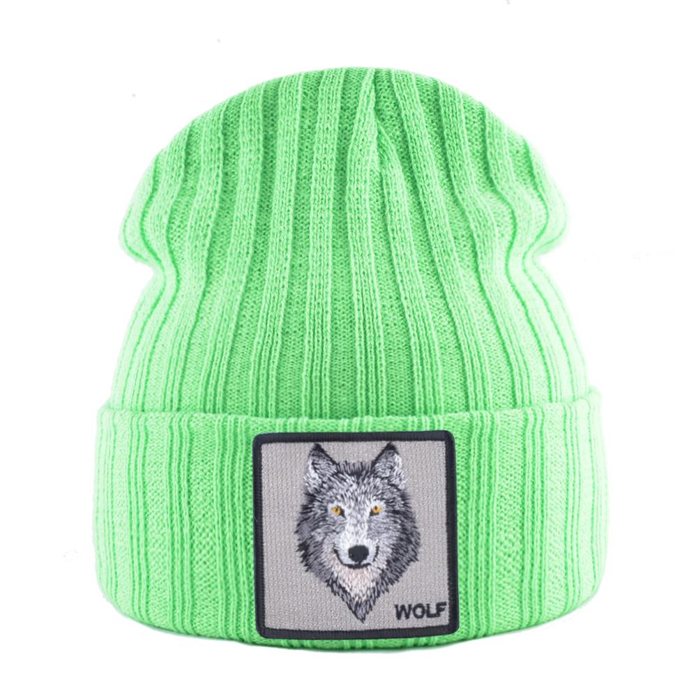 Hats For Knitted Fashion New Men Women Wolf Pattern Skullies Beanies Unisex Knitting Streetwear Hip Hop Bonnet Caps Kpop Gorras