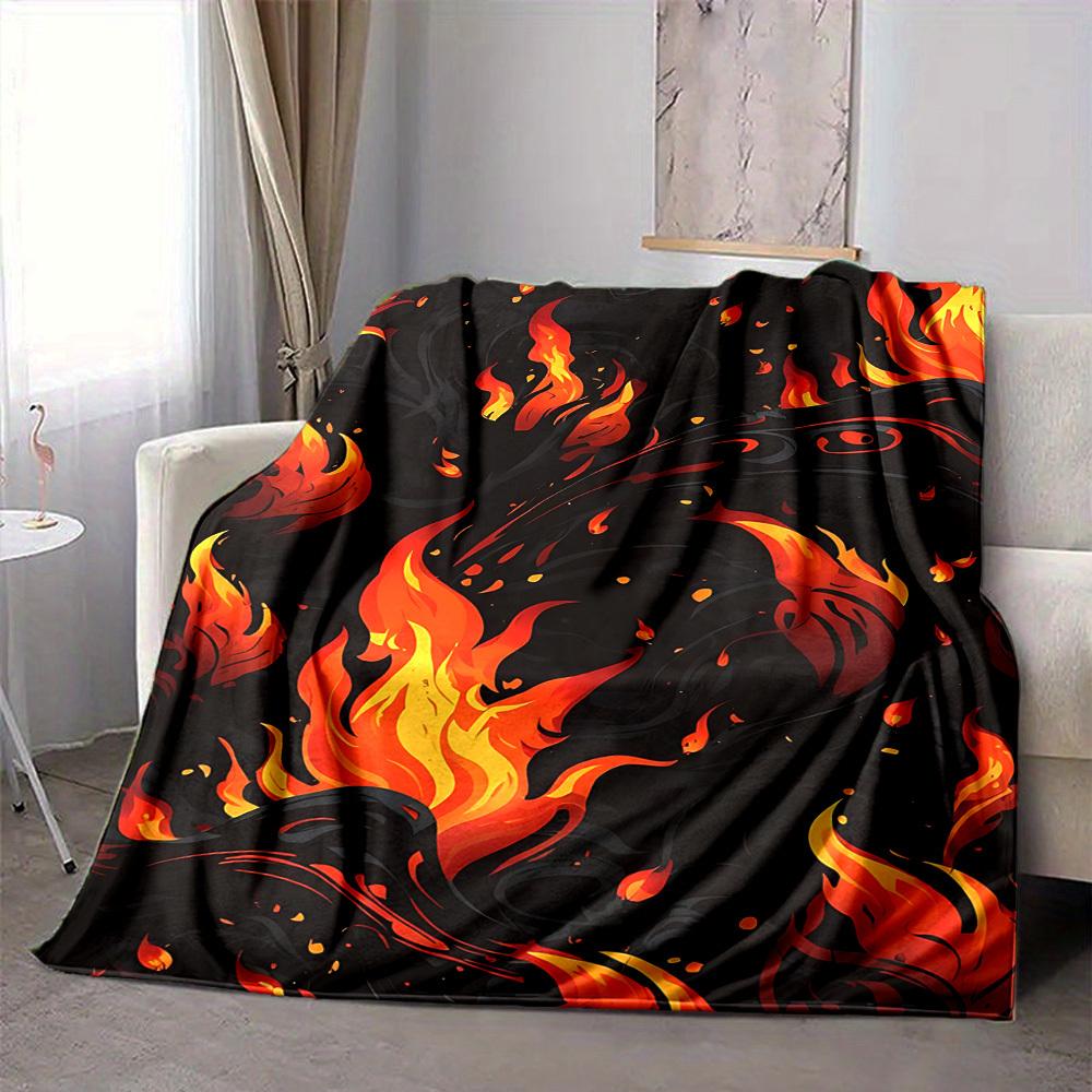 1pc Flame Dragon Blanket, Lightweight Flannel Throw Blanket for Sofa, Bed, Travel, Camping, Living Room, Office, Couch085