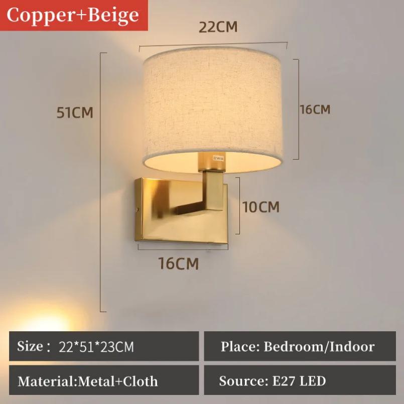 LED Wall Lamp Round Fabric Lampshade with 3W 360° Rotation Spotlight Reading Light  Modern Wall Sconce for Bedroom Bedside Hotel