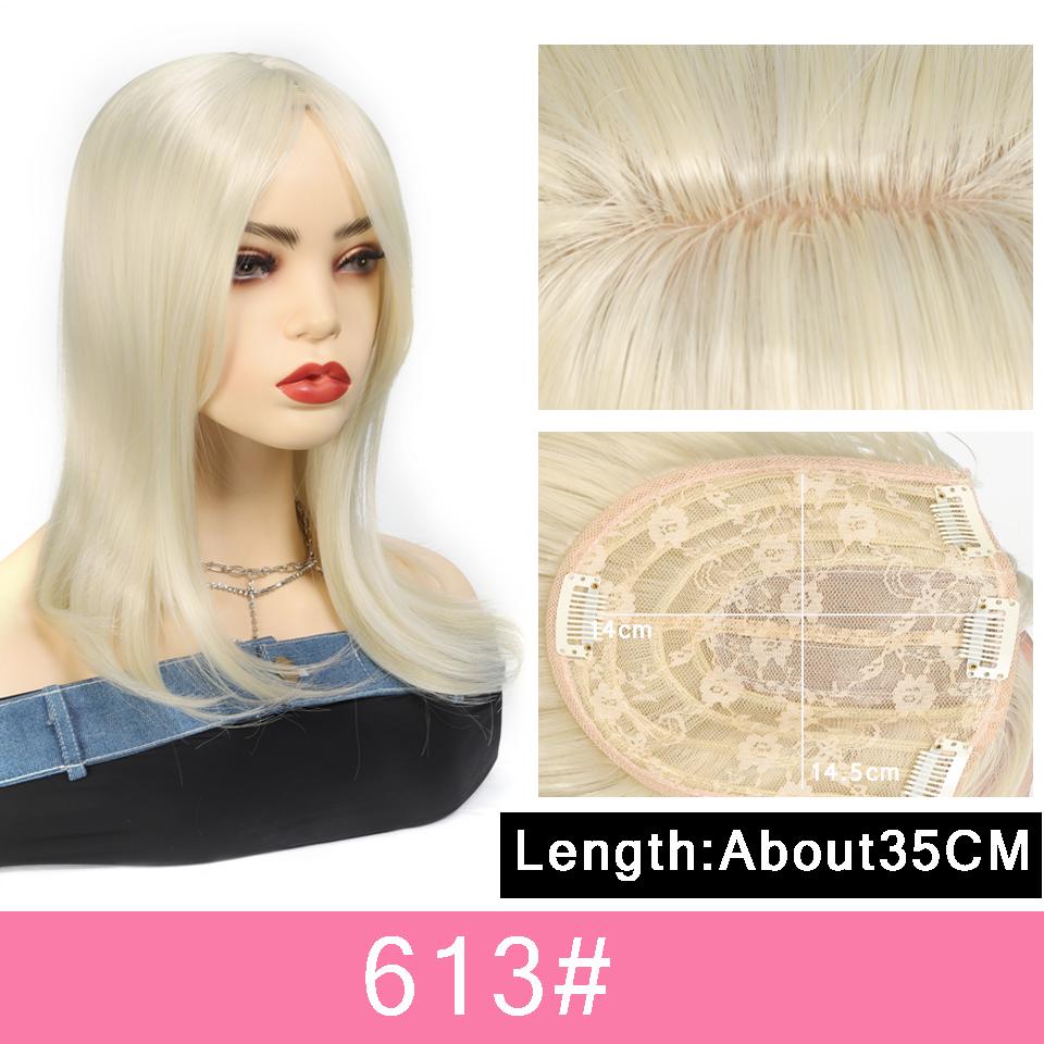 Natürliches synthetisches Kunsthaarteil, braun, schwarz, für Frauen, Topper mit Mittelteil, Pony, Clip-in-Haarverlängerungen für Frauen