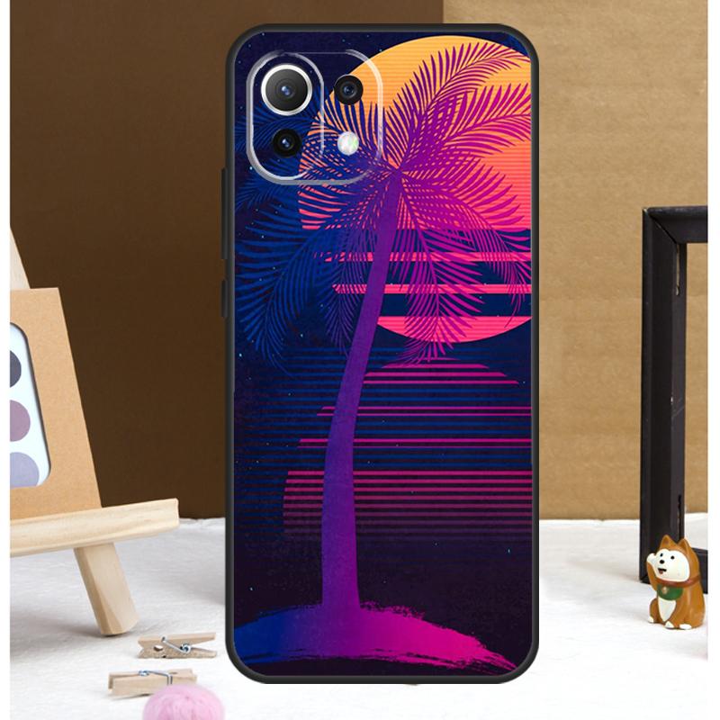 80s Retrowave Neon Palms Tree Case For Xiaomi 13T 14 Pro 11T 12T 12 13 Lite POCO X6 X3 X4 X5 F5 Pro F3 M5s M6 Pro Cover