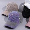 Breathable Woman Shiny Cap Mesh Rhinestone Visor Hats Versatile Duck Tongue Hat  Streetwear